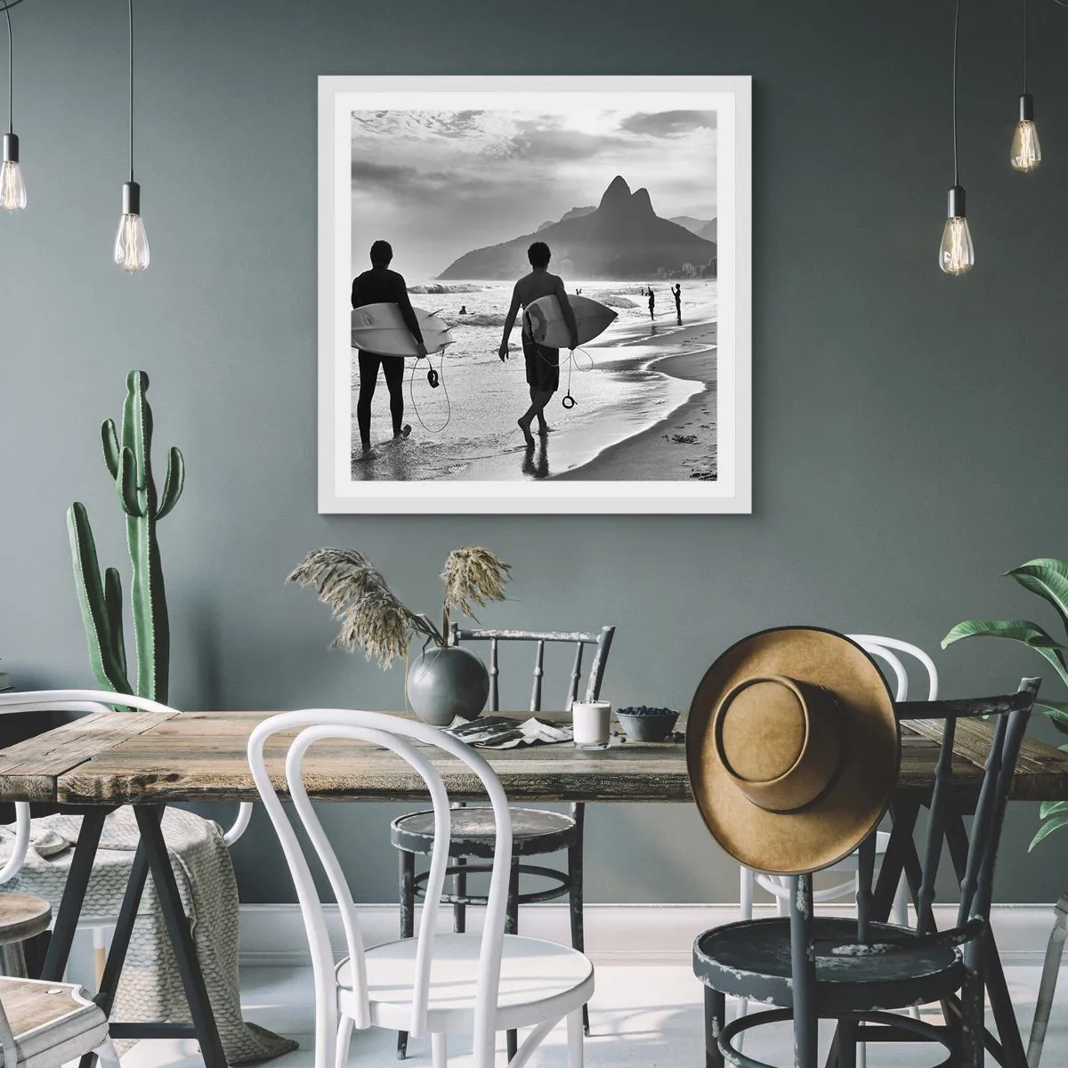 Poster in cornice bianca - Samba su un'unica onda - 30x30 cm