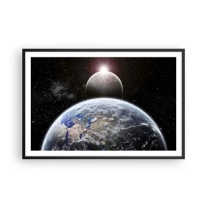 Poster in cornice nera - Paesaggio cosmico: sorgere del sole - 91x61 cm