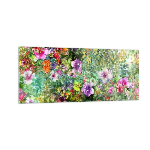 Quadro su vetro - Perdersi nei fiori - 100x40 cm