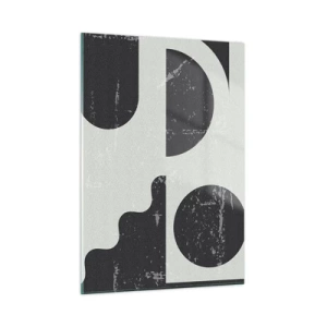 Quadro su vetro - Grafica geometrica astratta con abrasioni - 50x70cm - Composizione sopra e sotto - Decorazione murale moderna per soggiorno e camera da letto ARTTOR