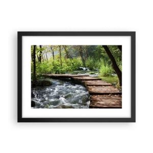 Poster in cornice nera - Sulla cascata spumeggiante - 40x30 cm