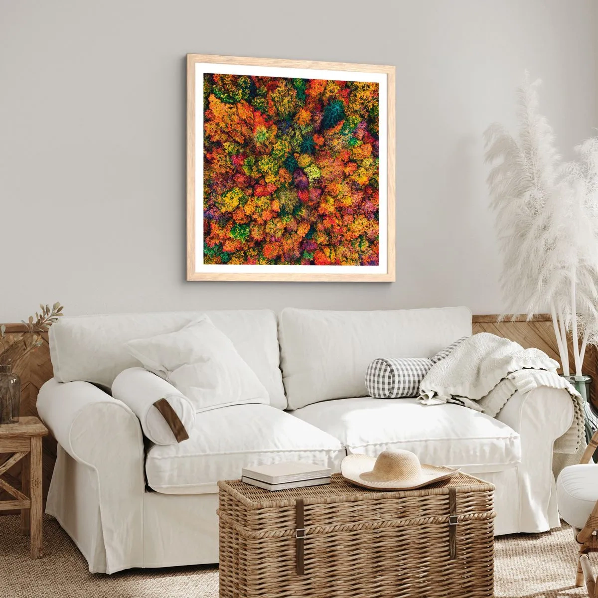 Poster in cornice rovere chiaro - Il bouquet degli alberi d'autunno - 60x60 cm