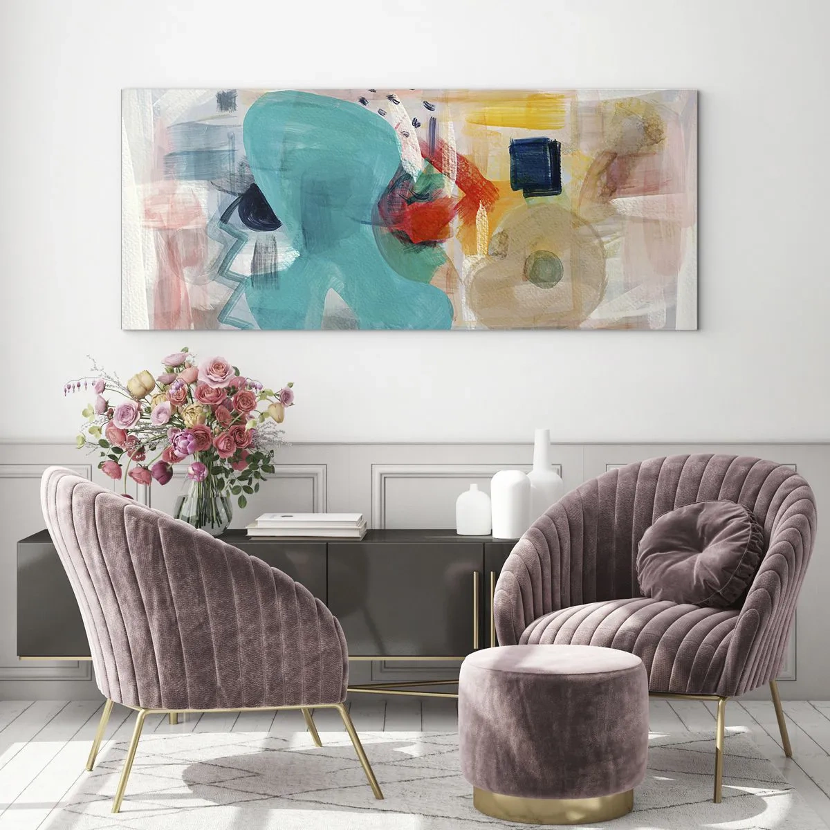 Quadro su vetro - Il gioco dei colori - 90x30 cm