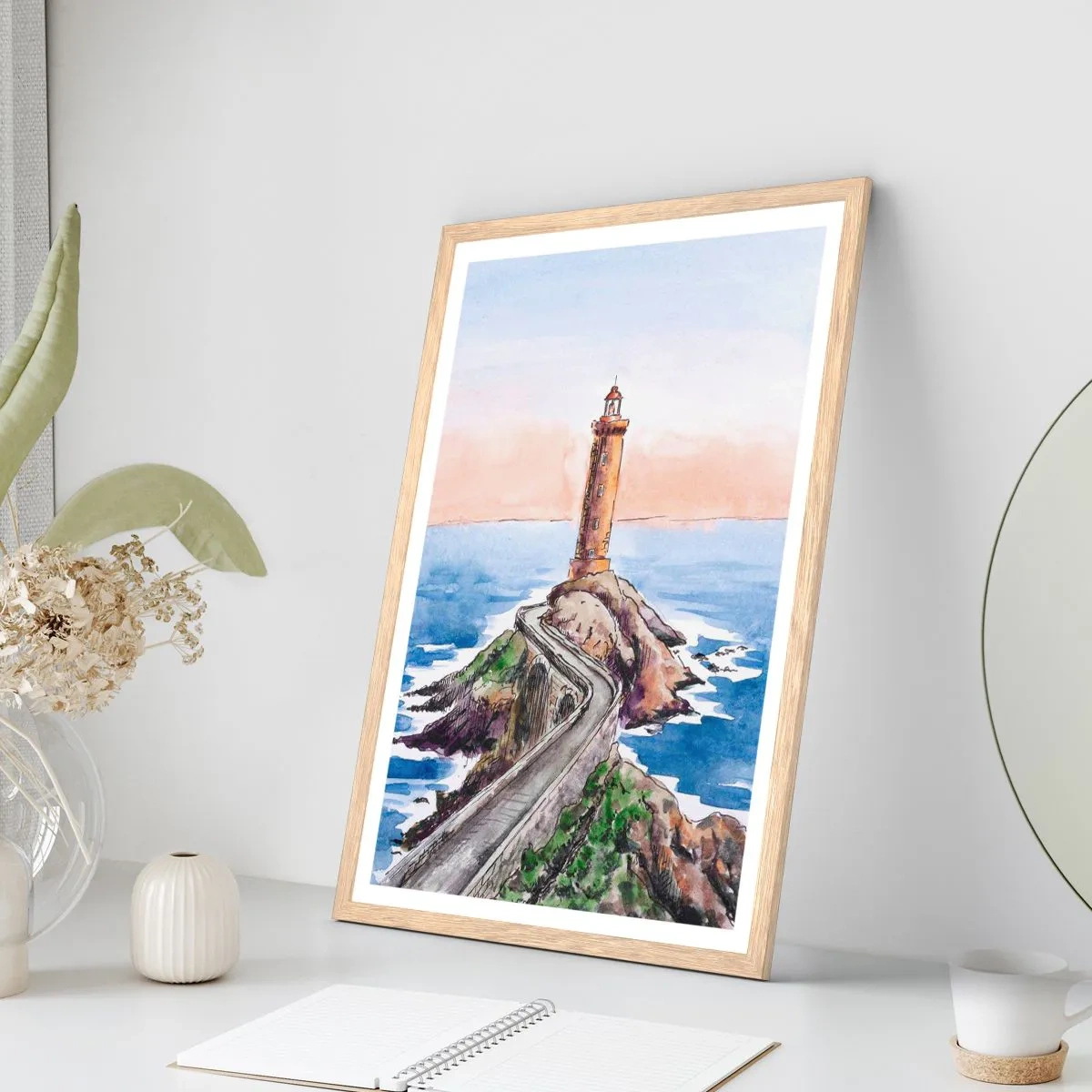 Poster in cornice rovere chiaro - Rivolto verso il mare - 70x100 cm