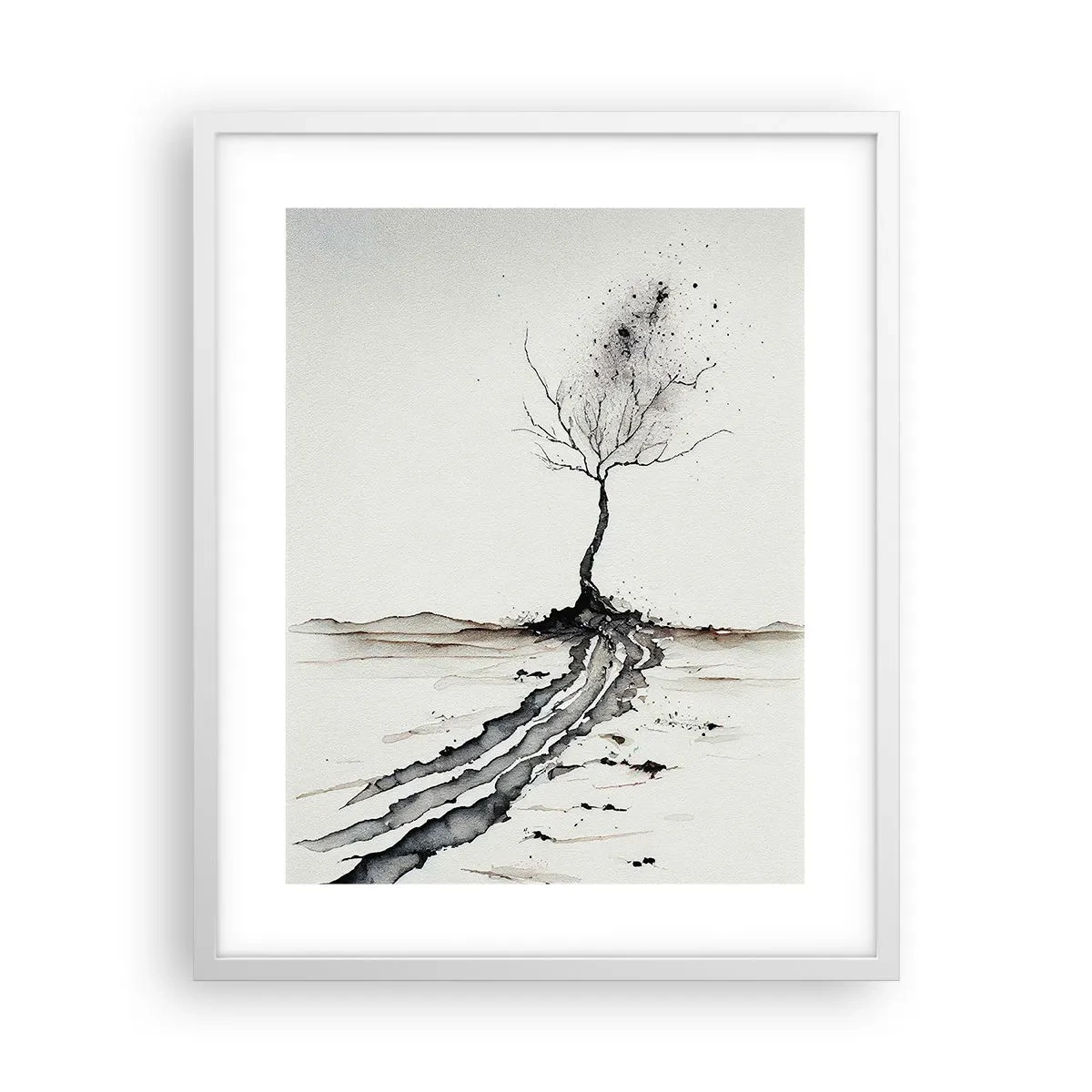 Poster in cornice bianca - Malinconia invernale - 40x50 cm