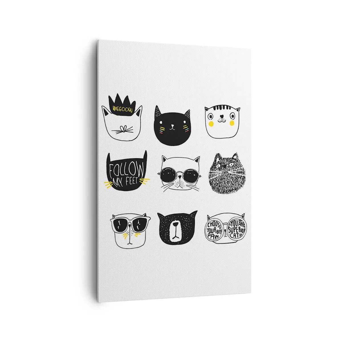 Quadro su tela - Stampe su Tela - Eleganti illustrazioni di gatti in stile minimalista - 80x120cm - Ognuno è diverso - Decorazione murale moderna per soggiorno e camera da letto ARTTOR