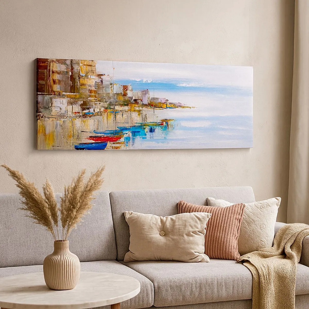 Quadro su tela - Stampe su Tela - Molo cittadino multicolore - 100x40 cm