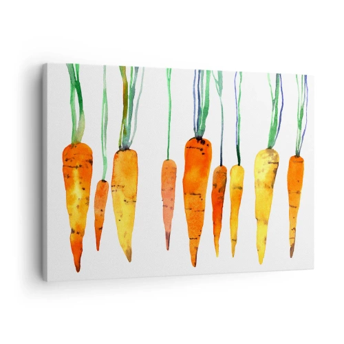 Quadro su tela - Stampe su Tela - Carote acquerellate in diverse tonalità su sfondo bianco - 70x50cm - La bellezza della semplicità - Decorazione murale moderna per soggiorno e camera da letto ARTTOR