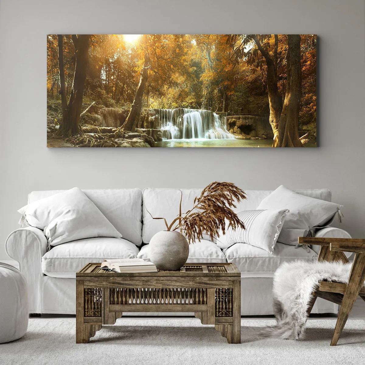 Quadro su tela - Stampe su Tela - Cascata nel parco - 100x40 cm