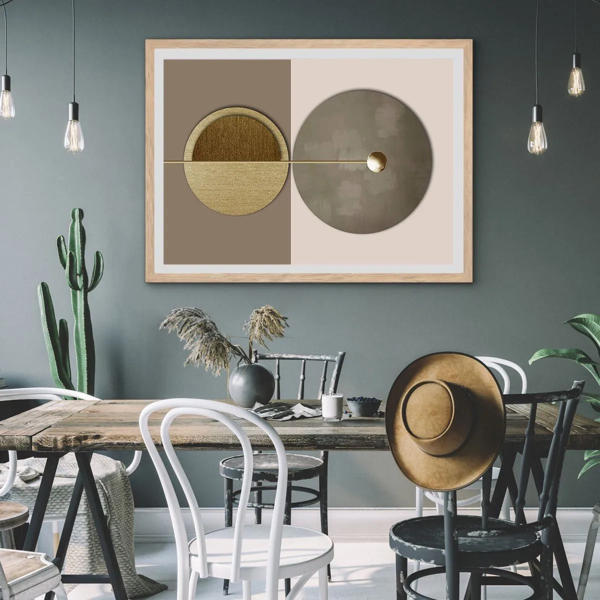Poster in cornice rovere chiaro - Equilibrio perfetto - 100x70 cm