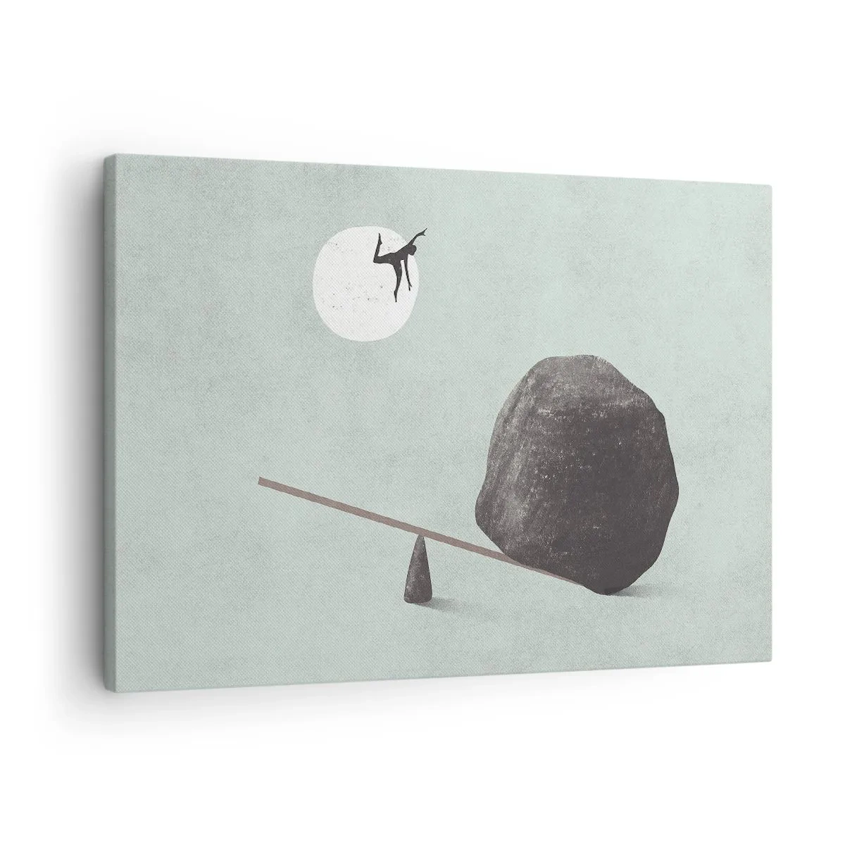 Quadro su tela - Stampe su Tela - Una scena simbolica con una figura in equilibrio su uno sfondo di cielo luminoso. - 70x50cm - Sogno adempiuto - Decorazione murale moderna per soggiorno e camera da letto ARTTOR