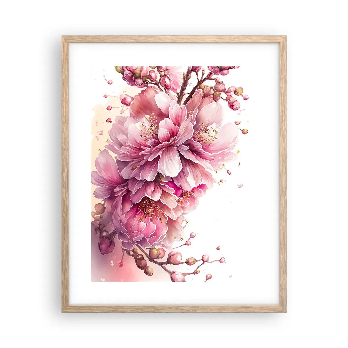 Poster in cornice rovere chiaro - Fiore di ciliegio - 40x50 cm