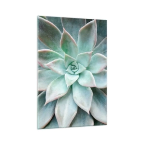 Quadro su vetro - Primo piano di una succulenta verde - 70x100cm - Il cuore del deserto - Decorazione murale moderna per soggiorno e camera da letto ARTTOR
