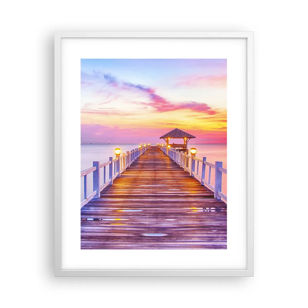 Poster in cornice bianca - Silenzio della sera in lilla e oro - 40x50 cm