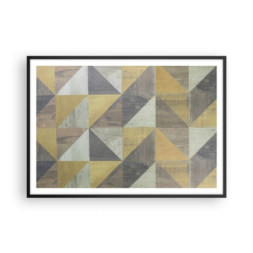 Poster in cornice nera - Composizione geometrica di triangoli in tonalità terrose - 100x70cm - Secondo i triangoli - Decorazione murale moderna per soggiorno e camera da letto ARTTOR