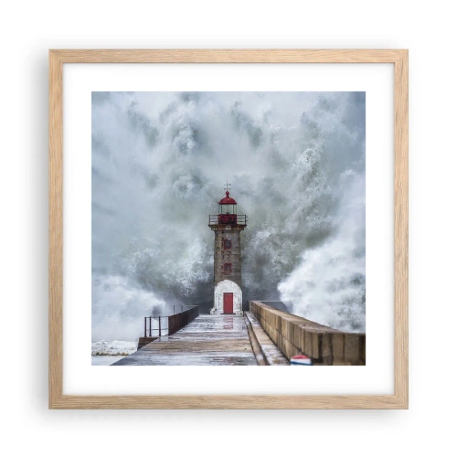 Poster in cornice rovere chiaro - Fragore delle acque, rumore di tempesta - 40x40 cm