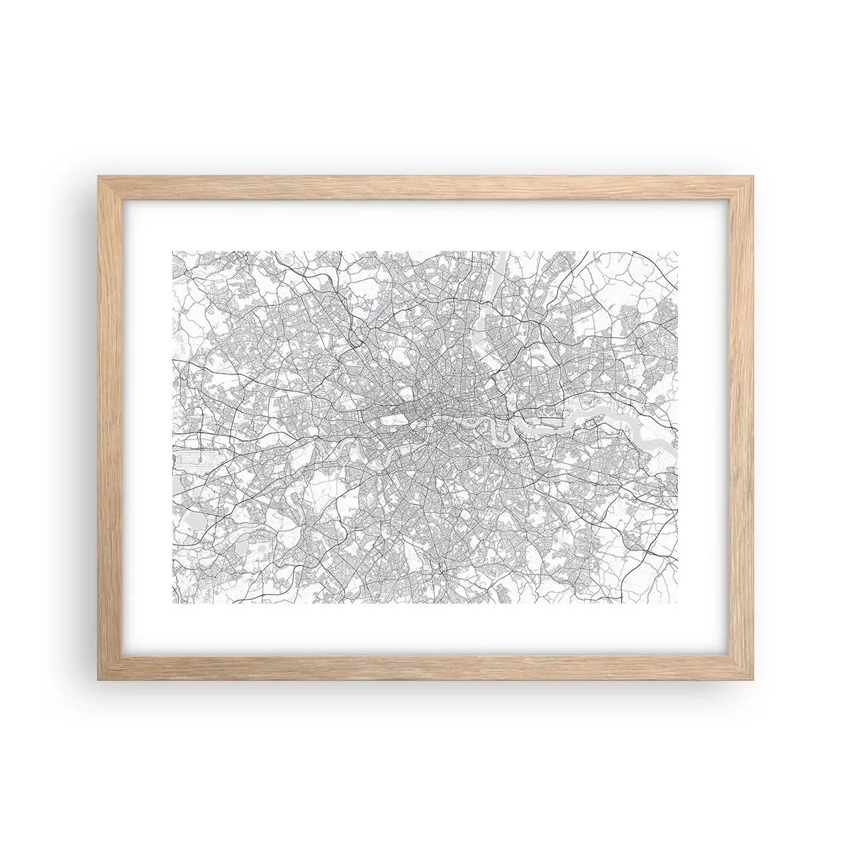 Poster in cornice rovere chiaro - Mappa del labirinto di Londra - 40x30 cm