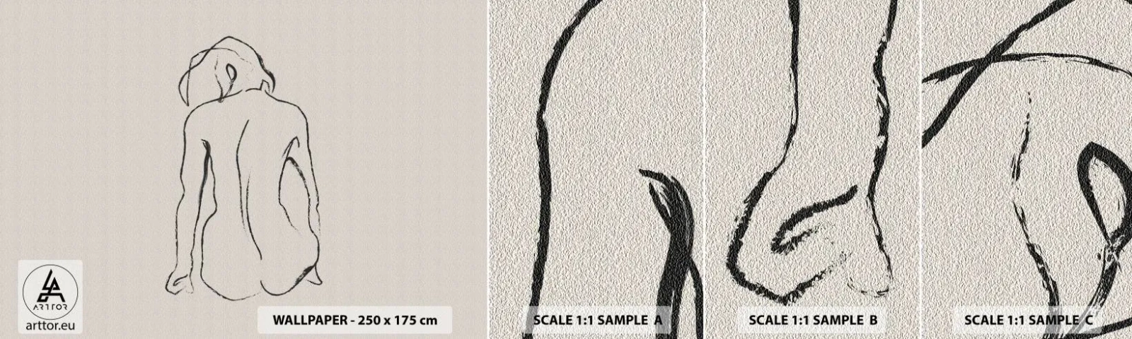 Campione Di Fotomurale Standard Eco - Nudo di ragazza - Atto, Linea, Disegno - 100x30 cm