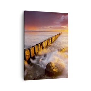 Quadro su tela - Stampe su Tela - Un paesaggio pittoresco in riva al mare al tramonto - 50x70cm - La mitezza delle onde - Decorazione murale moderna per soggiorno e camera da letto ARTTOR