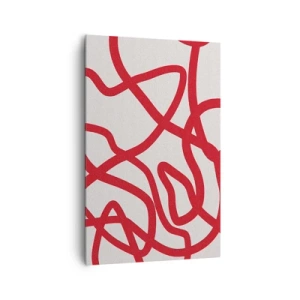 Quadro su tela - Stampe su Tela - Linee astratte rosse su sfondo bianco - 80x120cm - Rosso su bianco - Decorazione murale moderna per soggiorno e camera da letto ARTTOR