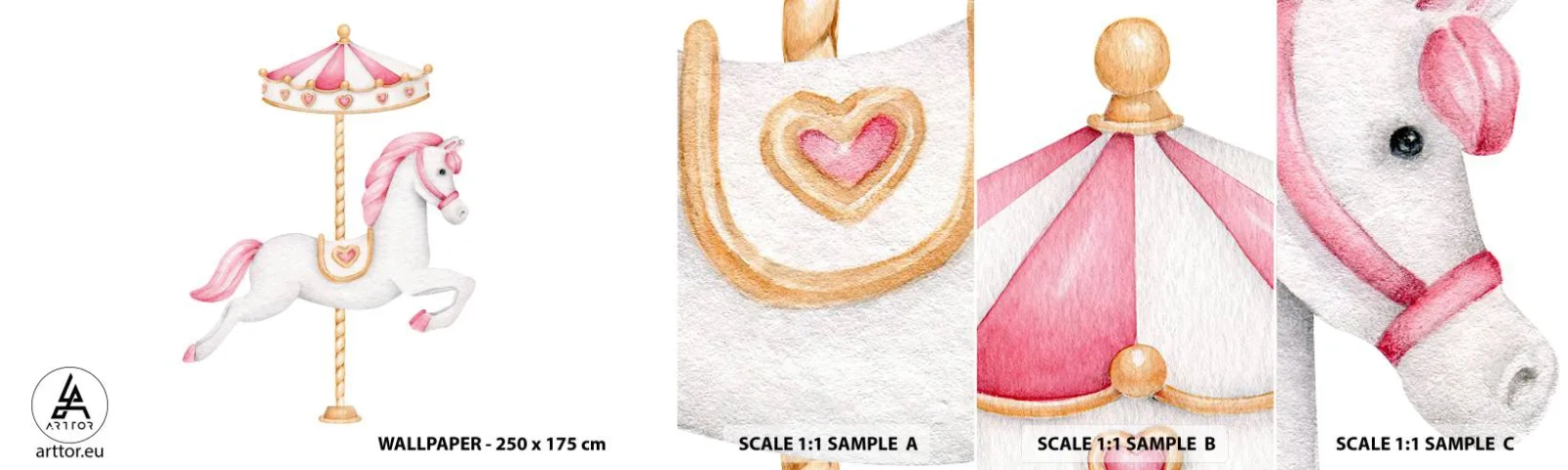 Campione di Fotomurale Adesivo Deluxe Sticker - Partito al galoppo. - Cavallo, Giostra, Da ragazzina - 100x30 cm