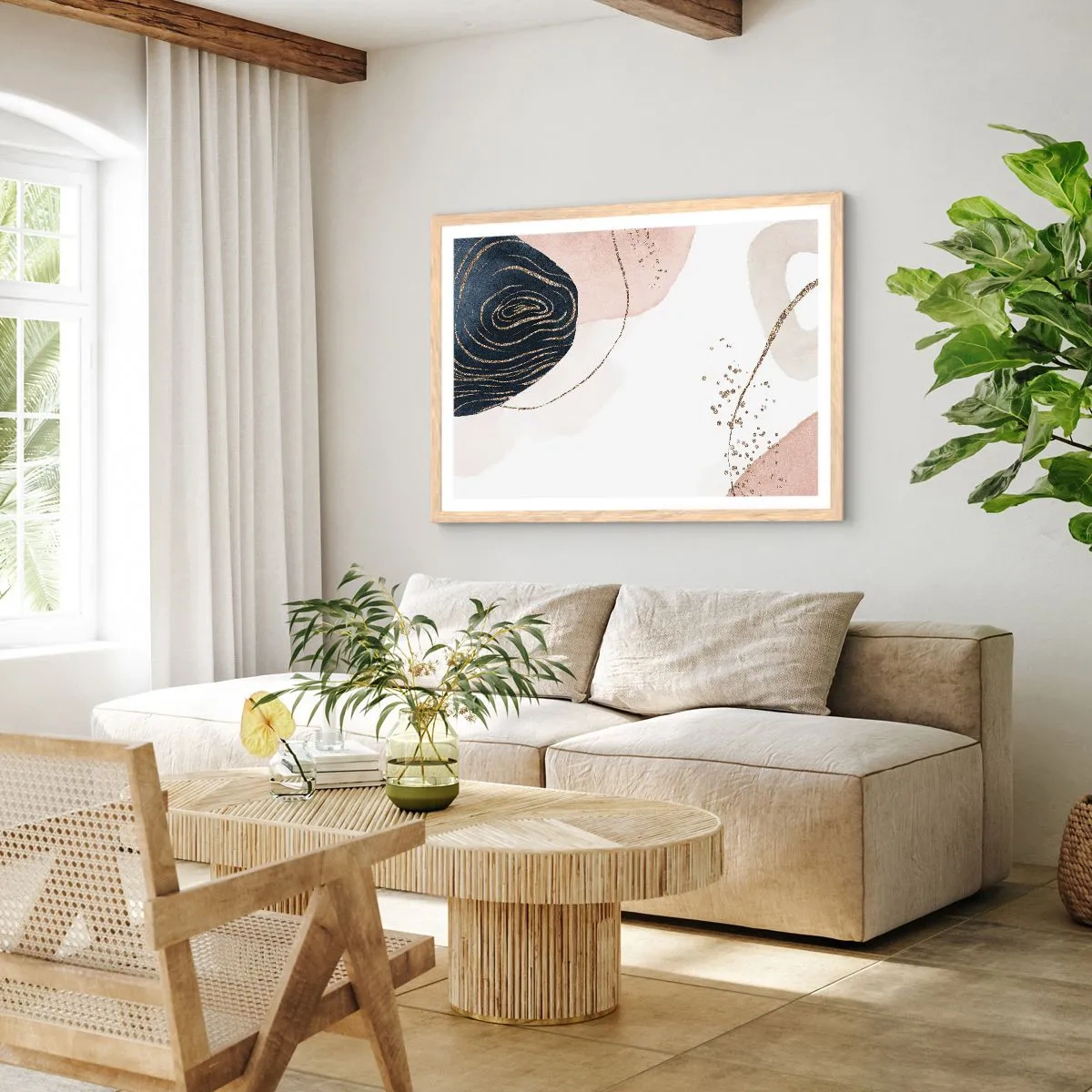 Poster in cornice rovere chiaro - Tutto scorre - 70x50 cm