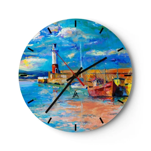 Orologio da parete - Orologio in Vetro - Pomeriggio nell'insenatura multicolore - 40x40 cm