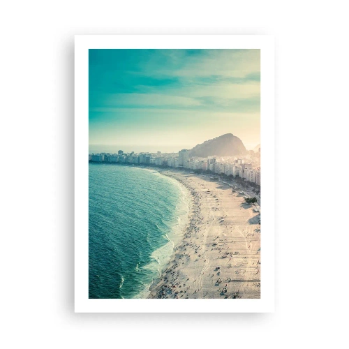 Poster - Vista della spiaggia e della città al tramonto - 50x70cm - Vacanze senza fine a Rio - Decorazione murale moderna per soggiorno e camera da letto ARTTOR