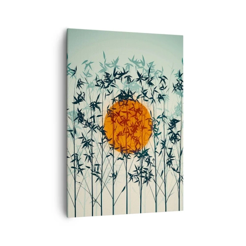 Quadro su tela - Stampe su Tela - Sole arancione tra i rami di bambù - 70x100cm - Sole giapponese - Decorazione murale moderna per soggiorno e camera da letto ARTTOR