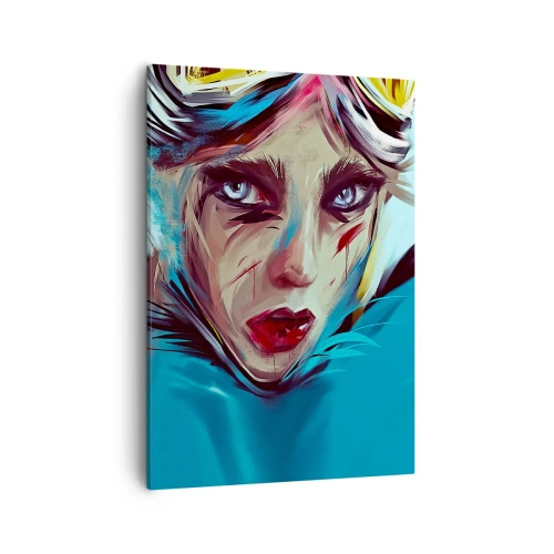 Quadro su tela - Stampe su Tela - Ritratto di una donna dai colori dinamici e dallo stile astratto - 50x70cm - La guerriera della strada - Decorazione murale moderna per soggiorno e camera da letto ARTTOR