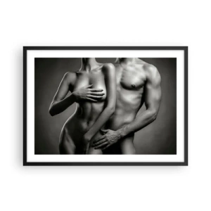 Poster in cornice nera - Rappresentazione in bianco e nero di corpi femminili e maschili in una posa artistica - 70x50cm - Adamo ed Eva - Decorazione murale moderna per soggiorno e camera da letto ARTTOR