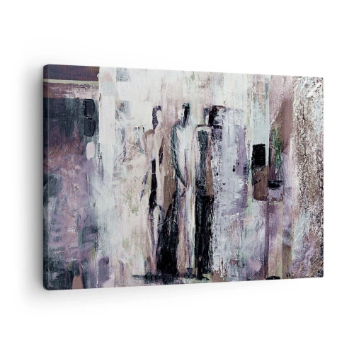 Quadro su tela - Stampe su Tela - Una composizione astratta con tre figure in colori pastello. - 70x50cm - Triade misteriosa - Decorazione murale moderna per soggiorno e camera da letto ARTTOR