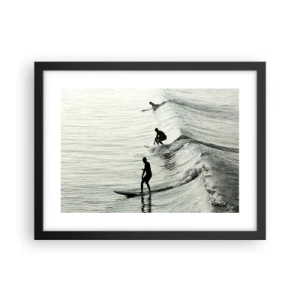Poster in cornice nera - Onde all'incontro - 40x30 cm