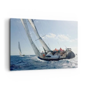 Quadro su tela - Stampe su Tela - Gara di yacht in mare aperto sotto cieli azzurri - 120x80cm - Che vinca il migliore - Decorazione murale moderna per soggiorno e camera da letto ARTTOR