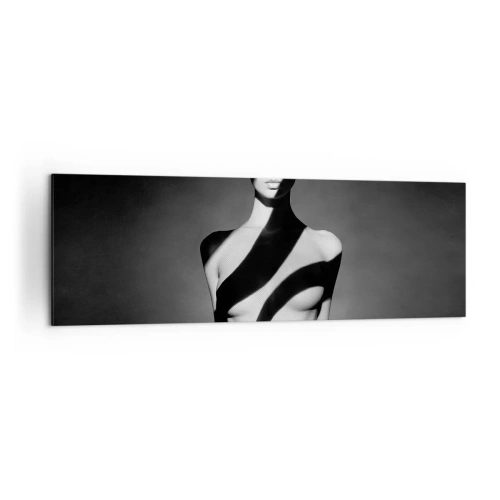 Quadro su tela - Stampe su Tela - Ritratto in bianco e nero di una donna in luce e ombra - 160x50cm - Luci e ombre - Decorazione murale moderna per soggiorno e camera da letto ARTTOR