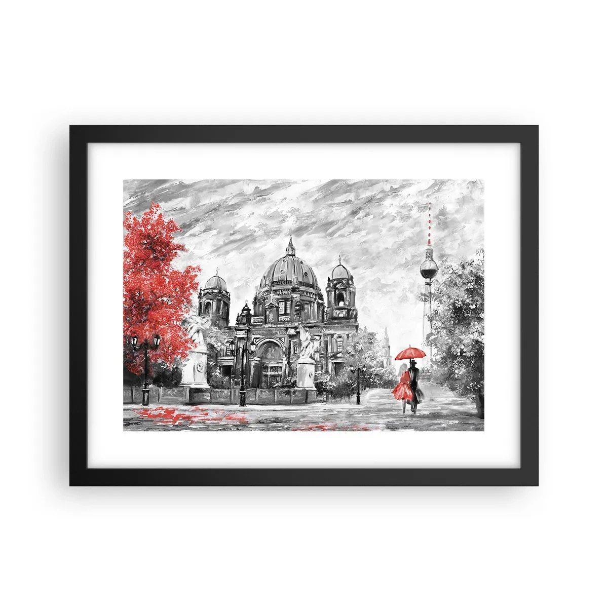 Poster in cornice nera - Incontro a Berlino - 40x30 cm