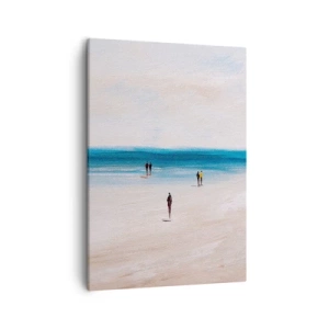 Quadro su tela - Stampe su Tela - Una spiaggia con persone sullo sfondo di un mare calmo - 50x70cm - Un bisogno naturale - Decorazione murale moderna per soggiorno e camera da letto ARTTOR