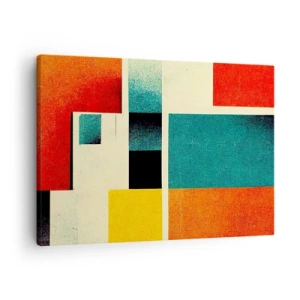 Quadro su tela - Stampe su Tela - Astrazione geometrica con rettangoli e quadrati colorati - 70x50cm - Astrazione geometrica: energia buona - Decorazione murale moderna per soggiorno e camera da letto ARTTOR
