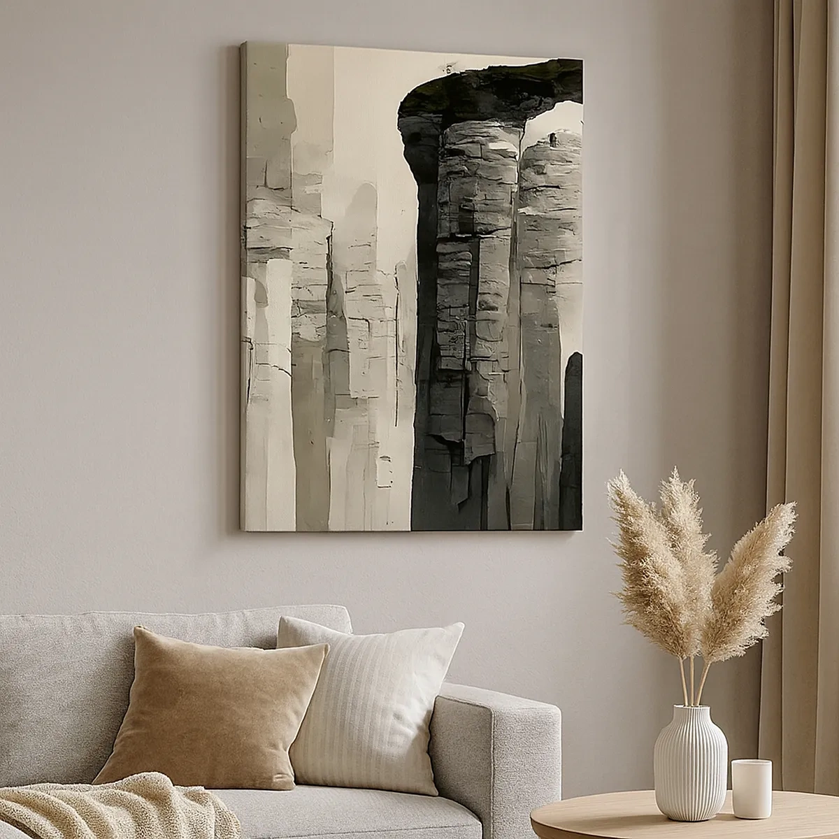 Quadro su tela - Stampe su Tela - Colonne storiche in un ambiente monocromatico suggestivo - 50x70cm - La maestà dell'antichità - Decorazione murale moderna per soggiorno e camera da letto ARTTOR