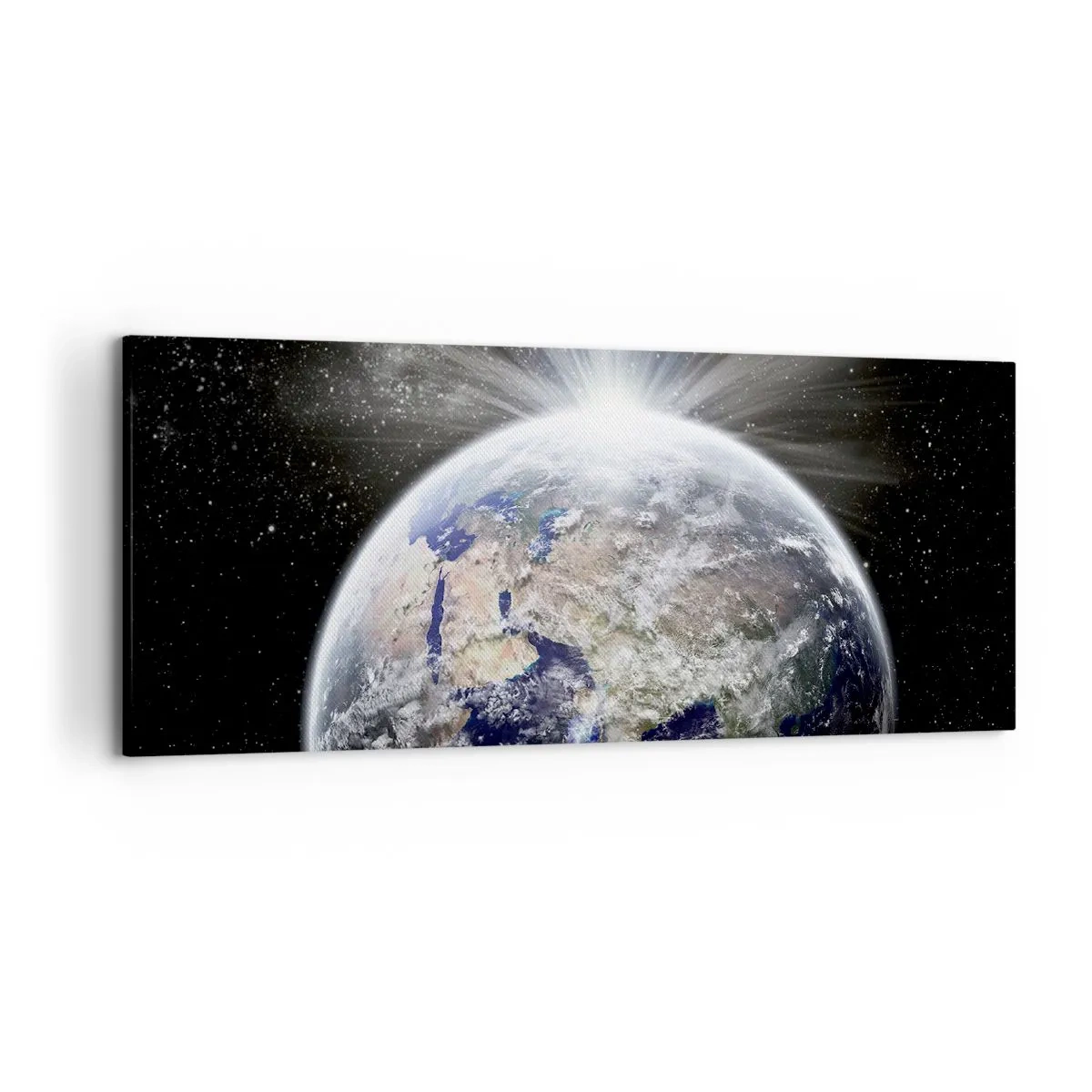 Quadro su tela - Stampe su Tela - Terra e Luna illuminate dal bagliore dello spazio - 120x50cm - In pieno splendore - Decorazione murale moderna per soggiorno e camera da letto ARTTOR