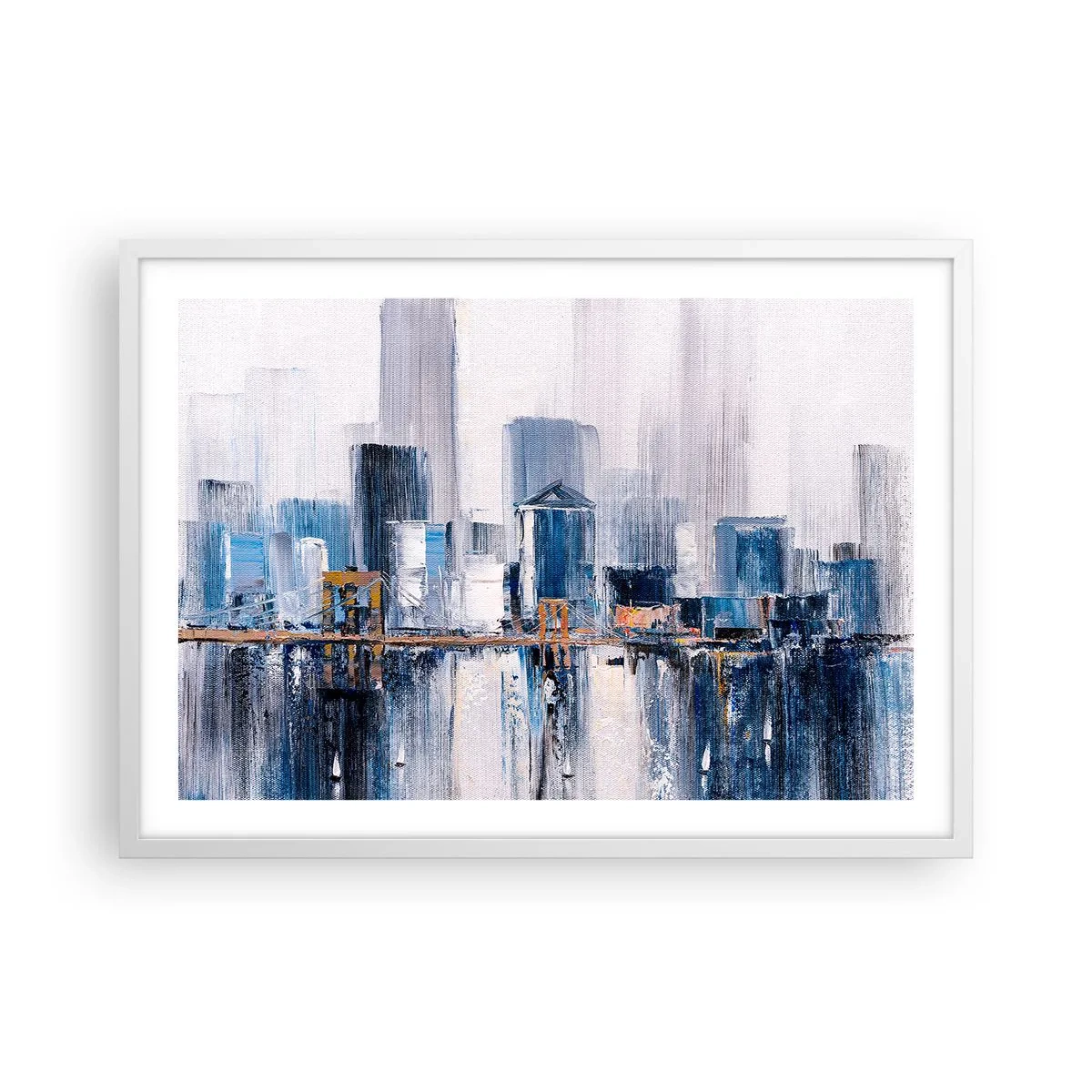 Poster in cornice bianca - Impressione di New York - 70x50 cm