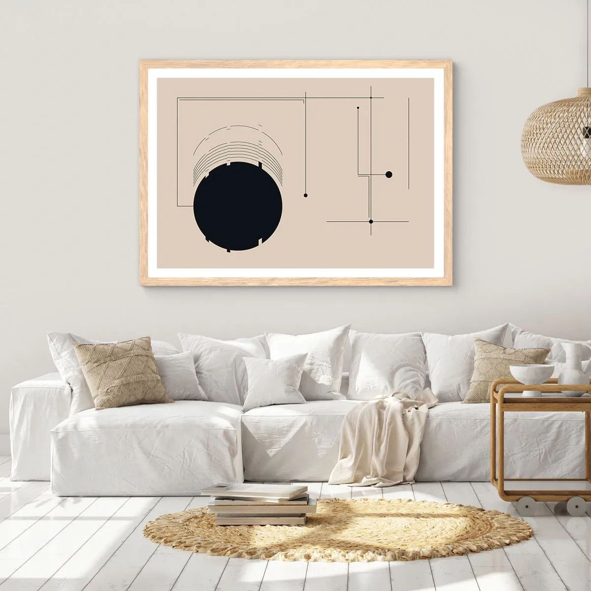 Poster in cornice rovere chiaro - Composizione elastica e dinamica - 100x70 cm
