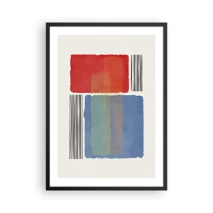Poster in cornice nera - Composizione astratta con rettangoli rossi e blu - 50x70cm - Spirito e lettera della geometria - Decorazione murale moderna per soggiorno e camera da letto ARTTOR
