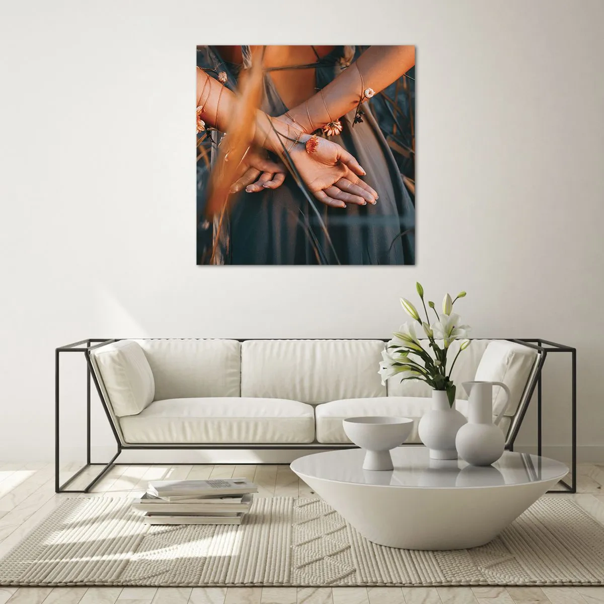 Quadro su vetro - Legata alla natura - 70x70 cm