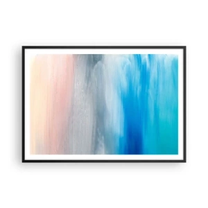 Poster in cornice nera - Pennellate astratte nei toni del blu e del rosa - 100x70cm - Gli elementi: l'aria - Decorazione murale moderna per soggiorno e camera da letto ARTTOR
