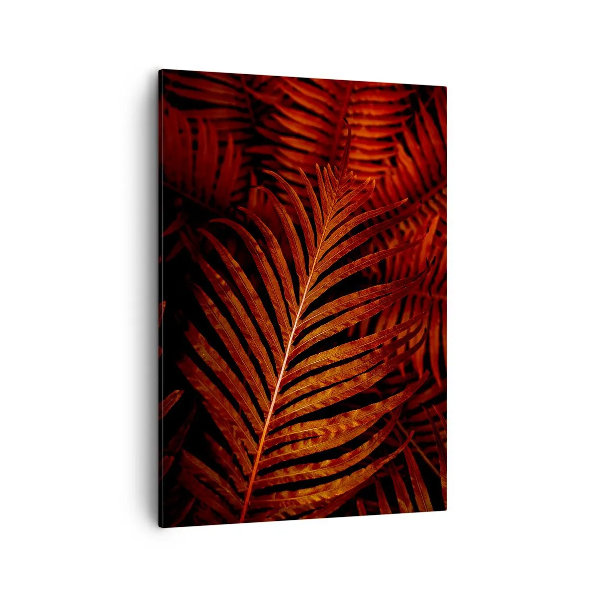 Quadro su tela - Stampe su Tela - Primo piano di foglie tropicali rosse - 50x70cm - Il calore della vita - Decorazione murale moderna per soggiorno e camera da letto ARTTOR