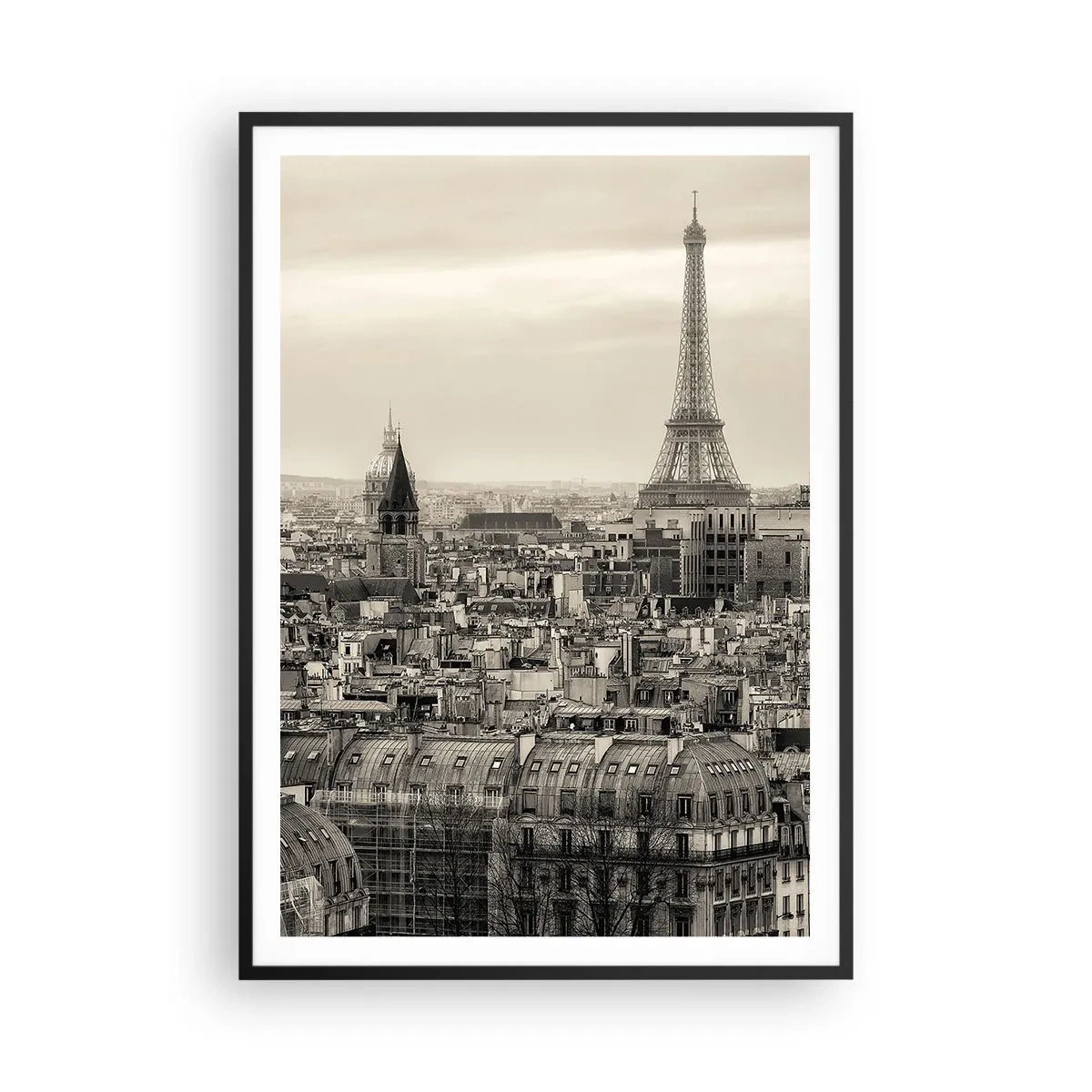 Poster in cornice nera - Sui tetti di Parigi - 70x100 cm