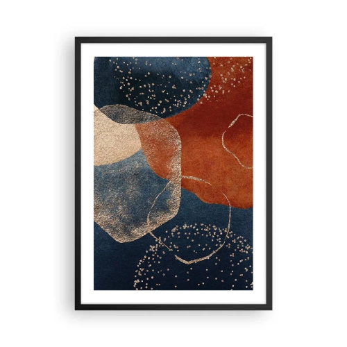 Poster in cornice nera - Una composizione astratta nei toni del blu navy e dell'oro - 50x70cm - La leggerezza dell'essere - Decorazione murale moderna per soggiorno e camera da letto ARTTOR