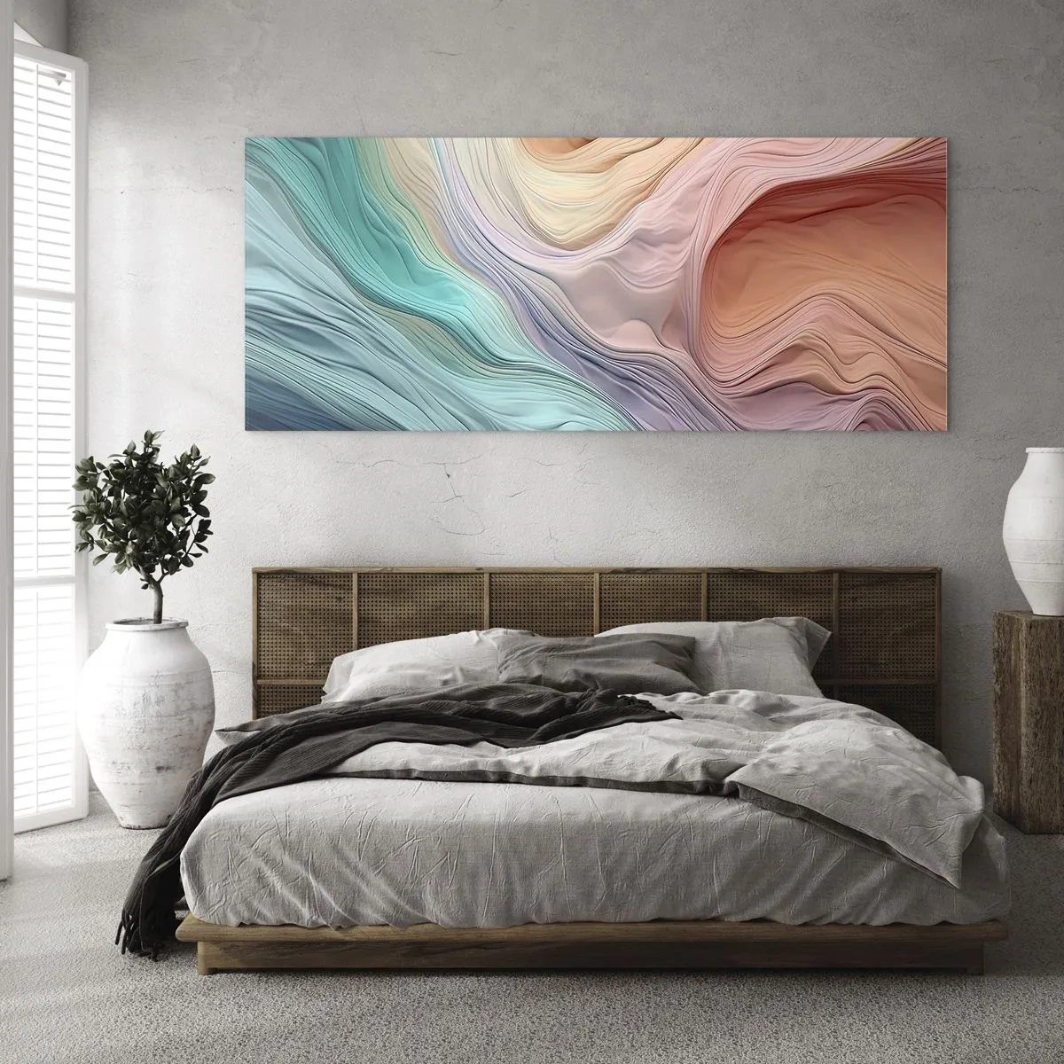 Quadro su vetro - Onda arcobaleno - 100x40 cm