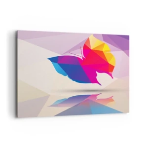 Quadro su tela - Stampe su Tela - Silhouette geometrica di farfalla in colori vivaci - 100x70cm - La farfalla arcobaleno - Decorazione murale moderna per soggiorno e camera da letto ARTTOR